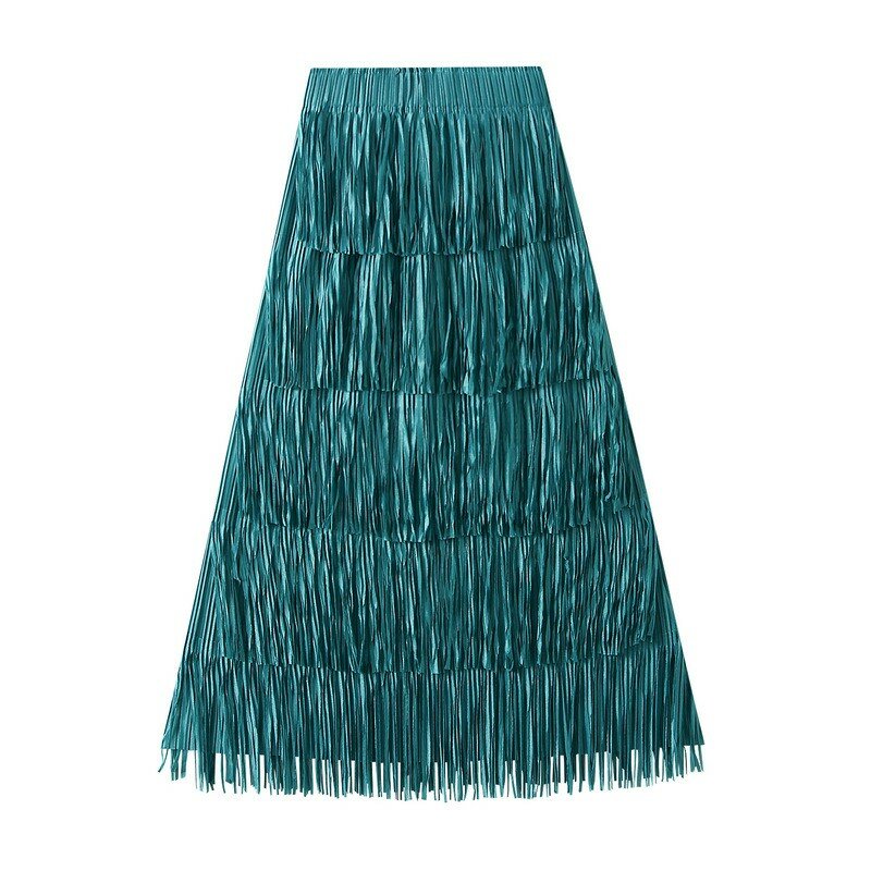 High-end pleated fringe patchwork skirt female summer new fried street small temperament all matching slimming half skirt