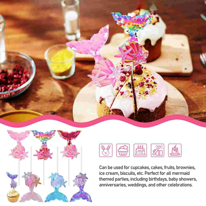 Sereia Aniversário Bolo Decorações, Cupcake Toppers para Meninas, Fontes Do Partido