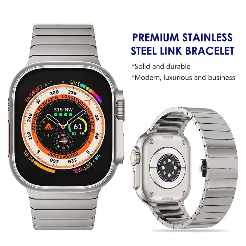 Correa de color titanio para Apple Watch, pulsera de acero inoxidable para iwatch Ultra 2, 49mm, 9, 8, 7, 5, 4, se, 6, 45mm, 41mm, 42mm, 44mm, 38mm, 40mm