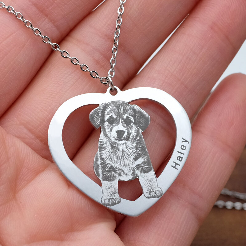 Pet Photo Necklace Custom Cat Necklace with Photo Dog Necklace Photo Jewelry Dog Picture Necklace Pet Memory Gift For Pet Lovers