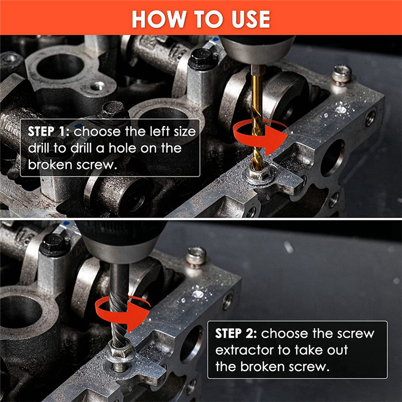 Screw Extractor Set, 11 Pieces Easy Out Bolt Extractor Set, Reverse Drill Bit Extractor Set for Removing Broken Screws