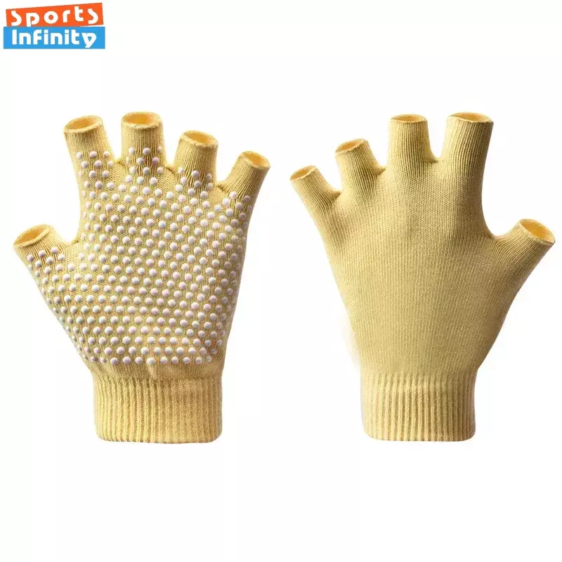 Женские теплые нескользящие перчатки для занятий йогой с открытыми пальцами