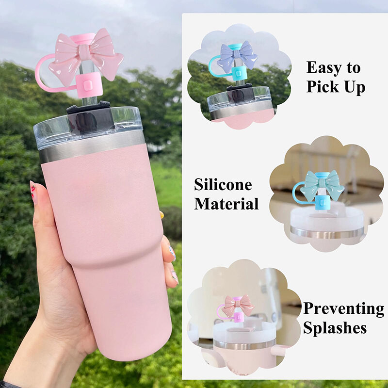 Bow Straw Cover Silicone Straw Covers Cap For 30&40 Oz Tumblers Reusable Straws Cute Tumbler Straw Topper Accessories