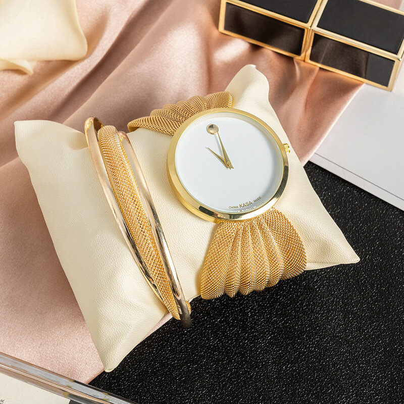 Mode Eenvoudige Horloge Met Armband Set Voor Vrouwen Mesh Riem Luxe Armbanden Quartz Horloge Gift Box Voor Vrouwen Dames Drop verzending