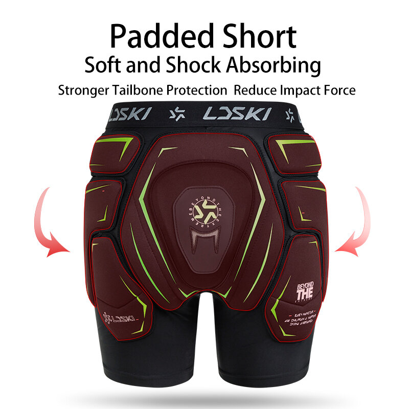 LDSKI Spodenki narciarskie  ochraniacze na kolana trójwarstwowa ochrona przed biodrami kobiety mężczyźni Snowboard Butt Protective Tailbone spodnie ochronne