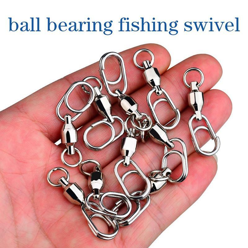 Émerillons à roulement de pêche en acier inoxydable, anneaux fendus ovales, émerillons à crochet, connecteur de leurre, accessoires, 1 pièce