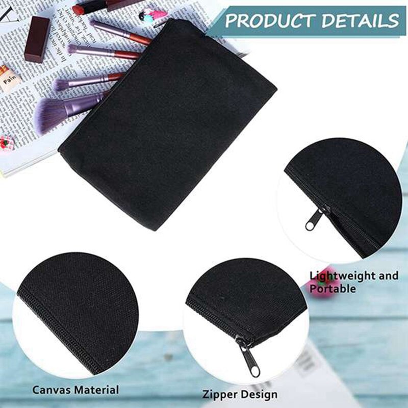 50Pieces Canvas Cosmetic Bags Sublimation Canvas Makeup Bags With Zipper Pouch Bags Makeup Pouch Blank DIY Craft Bags