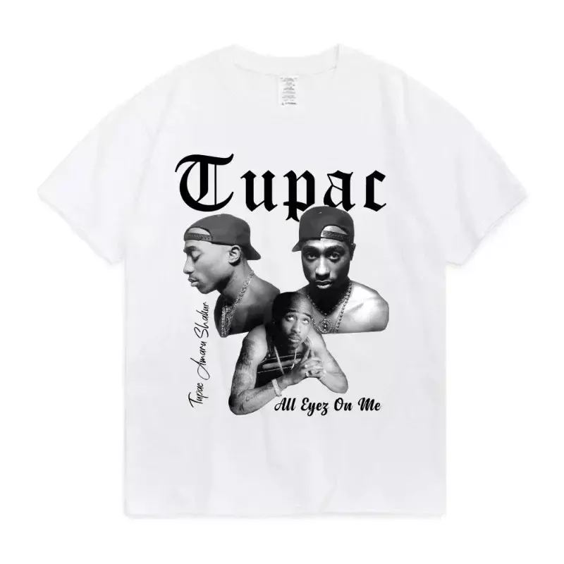 Rared Tupac-T-shirt manches courtes pour homme et femme, en coton, à la mode, hip hop, streetwear, été 2024