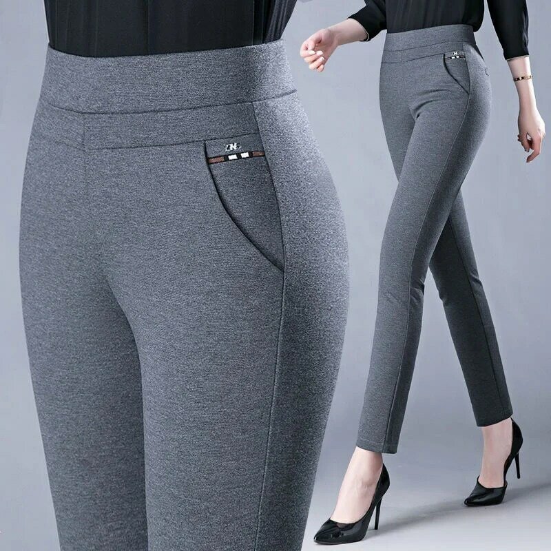 Женские брюки-карандаш, черные, серые, эластичные, универсальные, на весну/осень