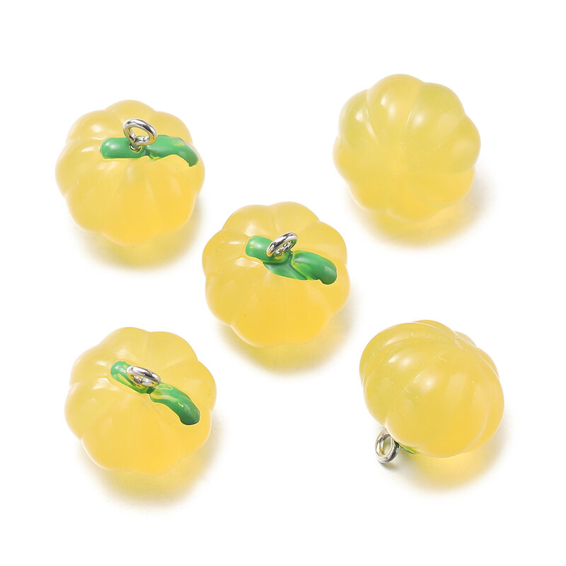 10Pcs/Lot 17x18mm Pumpkin Resin Charms Pendants for DIY Jewelry Making Earring Necklace Keychain Charms Supplies