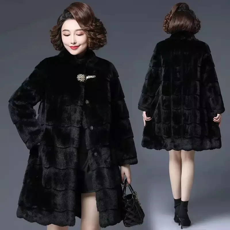 2024 중년 및 노년 겨울 재킷, 모조 여우 모피 잔디 코트, 따뜻한 루즈핏 패션 파카, F366, 신상