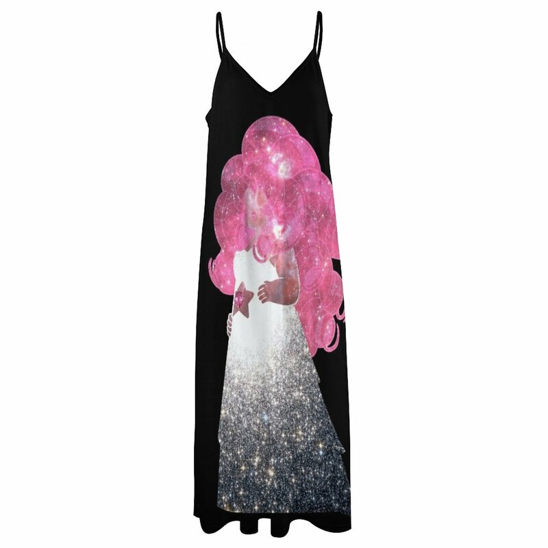 女性のためのピンククォーツのノースリーブドレス,エレガントなイブニングウェア,カクテルドレス