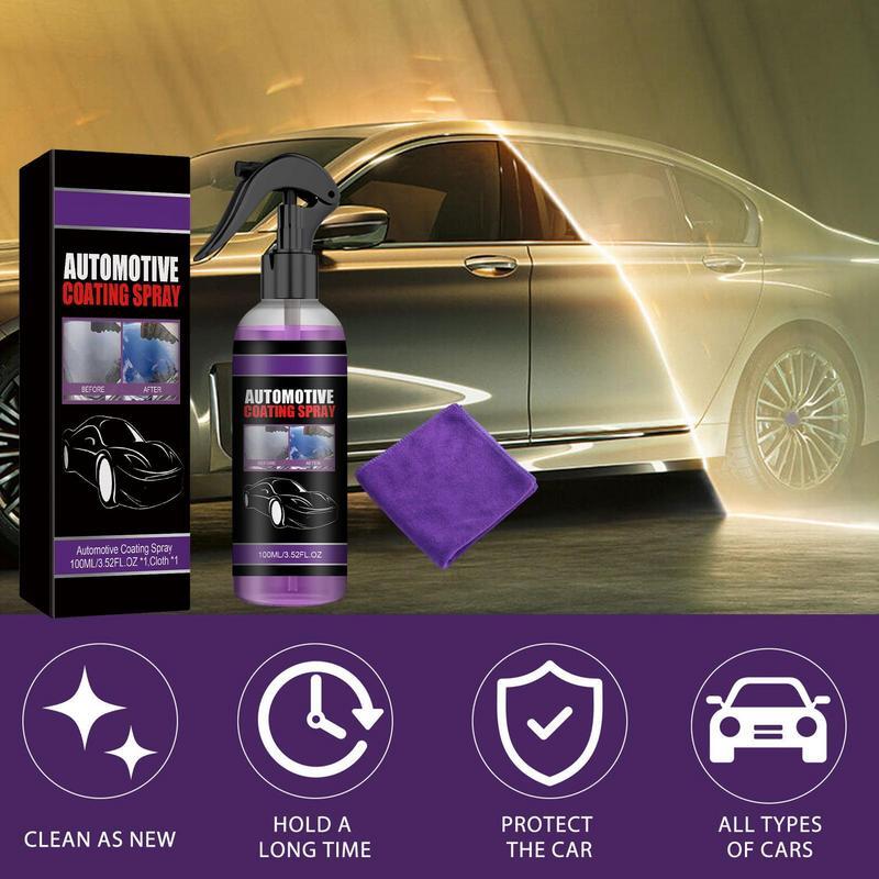 Spray de agente de revestimento cerâmico para carros, Alta proteção, Spray de revestimento rápido, 3 em 1, 100ml