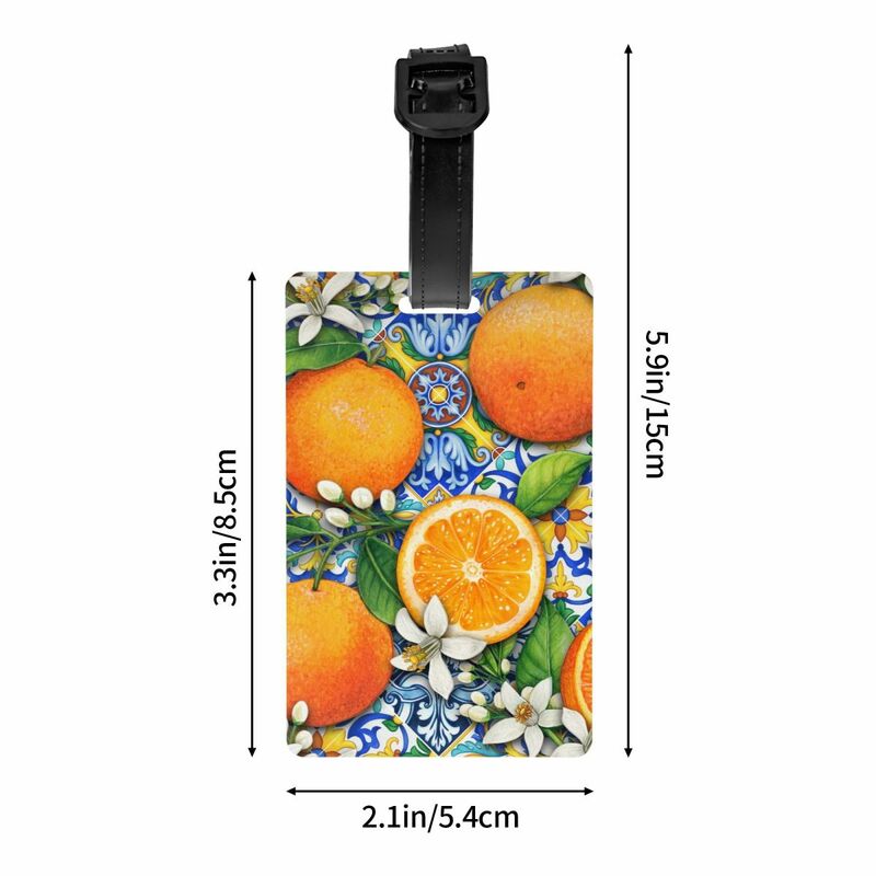 Custom Mediterranean Tiles Oranges Lemons Luggage Tags for Suitcases Fashion Baggage Tags Privacy Cover ID Label