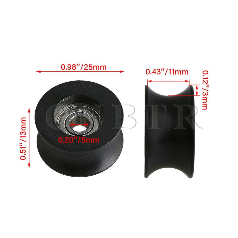 CNBTR – roue à roulettes en Nylon noire, 8 pièces, 5x25x13mm, Type U