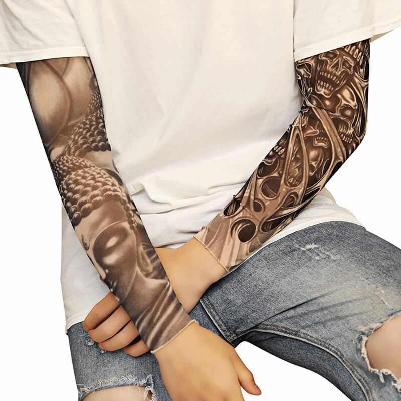 1Pcs Running Sportswear Outdoor Sport Basketball UV Protection Sun Protection Tattoo Arm Sleeves Arm Cover Flower Arm Sleeves