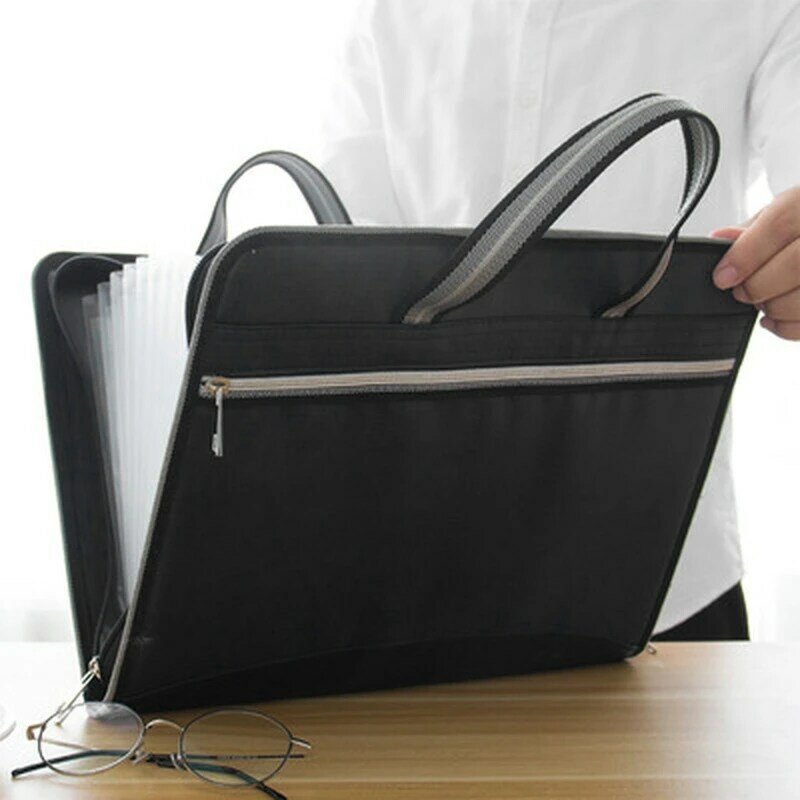Impermeável Zipper File Bag, 12 Oxford Cloth, Organ Bag, A4 Paper Folder, Pacote de Capacidade, Business, Azul, 1 Pc