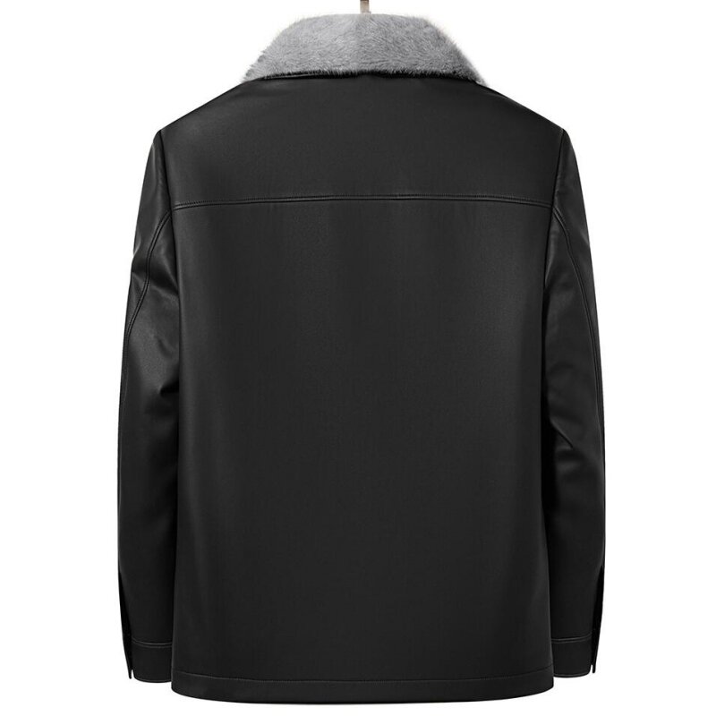 男性用の取り外し可能なフェレットダウンカラージャケット,厚い革のジャケット,白いダックダウン,高品質,冬