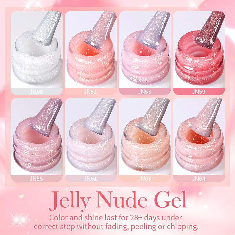 BORN PRETTY 10ml Jelly Nude Gel Nail Polish 50 Colors Semi Transparent Summer Nails Camouflage Soak off UV LED Nail Gel Varnish