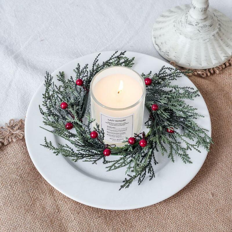 Guirnalda de cerezas artificiales para decoración de Navidad, candelabro de centro de mesa para año de Navidad, corona de boda, Ne T2b8