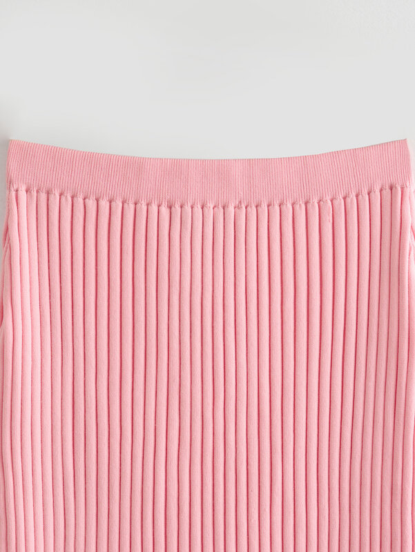 Top de punto asimétrico para mujer, conjunto de falda Midi de punto acanalado, versátil, nuevo estilo, moda de verano, 2024