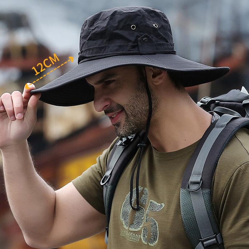 Шляпа для рыбалки с защитой от солнца, дышащая сетчатая Кепка для кемпинга и походов, с защитой от УФ-лучей, Мужская Панама для альпинизма, лето