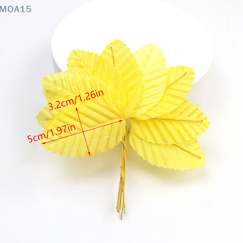 50Pcs Silk Leaf Green Artificial Leaves Bulk Fake Rose Wire Leaves Fabric Leaves For Bouquet Wreath DIY Craft Scrapbooking Decor
