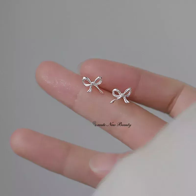 Mode Oorbellen Voor Vrouwen Sweet Cute Strik Stud Oorbel 925 Zilveren Naalden Eenvoudige Minimalistische Oor Piercing Sieraden Geschenken