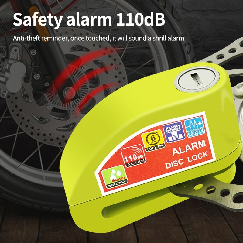Accessori moto moto lucchetto per bicicletta allarme protezione di sicurezza lega di alluminio antifurto promemoria borsa con lucchetto a corda