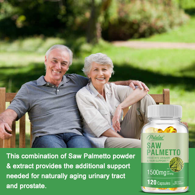 Saw Palmetto-Salud de la próstata para hombres, previene la caída del cabello y alivia la micción regular