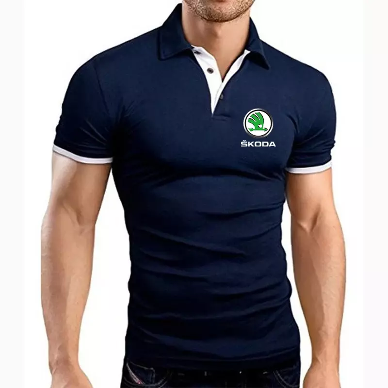 2024 estate nuovi uomini Skoda collare Hollow Polo a maniche corte traspirante Business confortevole moda t-Shirt top