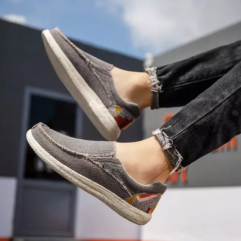 Scarpe Casual da uomo classiche Sneakers in tela traspirante per uomo comode scarpe da passeggio leggere da uomo in lino mocassini da esterno