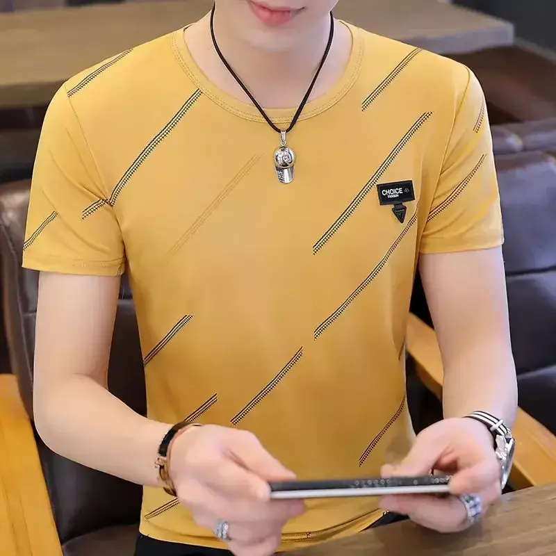 B1860  New Mens Summer T Shirt Striped 3D Print Men T Shirt  Casual Slim Fit Short Sleeve Tops T Shirt Clothing M-3XL