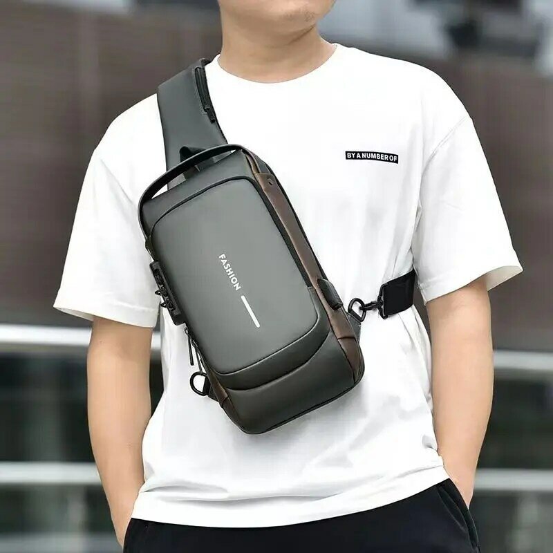 Men Anti Theft Chest Bag Shoulder Bags USB Charging Crossbody Package School Short Trip Messengers Bags Men's Oxford Sling Pack