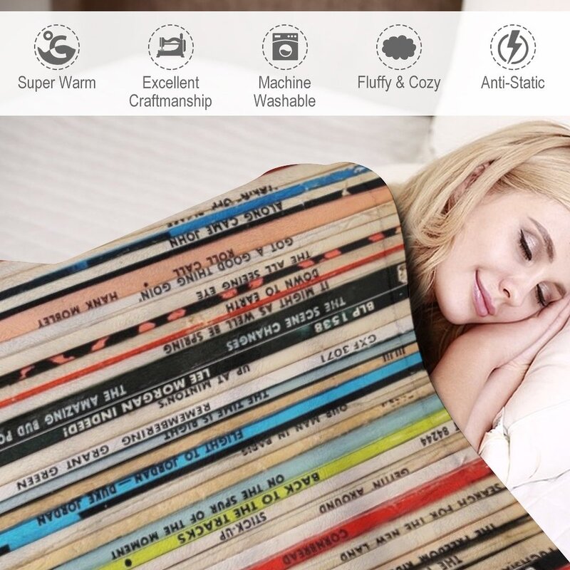 Blue Note Vinyl Collection Throw Blanket For Sofa Thin Heavy Blanket Thin Blanket Summer Blanket