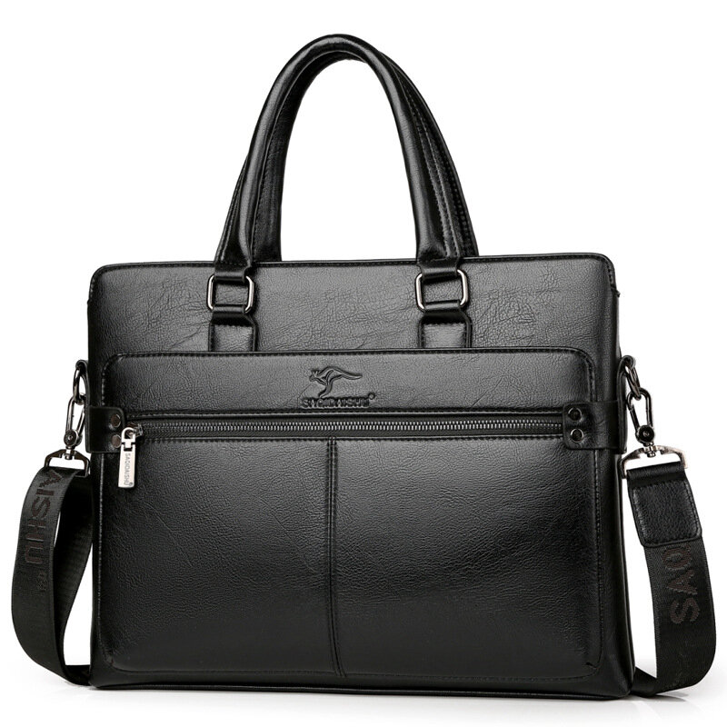 本革のブリーフケース,男性用の高級ビジネスショルダーバッグ,オフィスハンドバッグ,14インチのラップトップバッグ,高品質