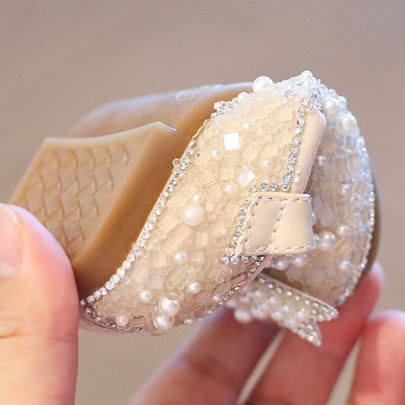 Chaussures plates souples en cristal scintillant pour bébés filles, premiers marcheurs, fête d'anniversaire, haute qualité, printemps, 0-3 ans, 11-15cm