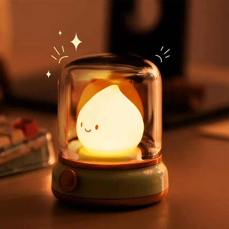 촛불 야간 조명 귀여운 등유 램프, USB 충전식 LED 야간 조명, 침실 창의적인 어린이 선물, 데스크탑 장식 램프