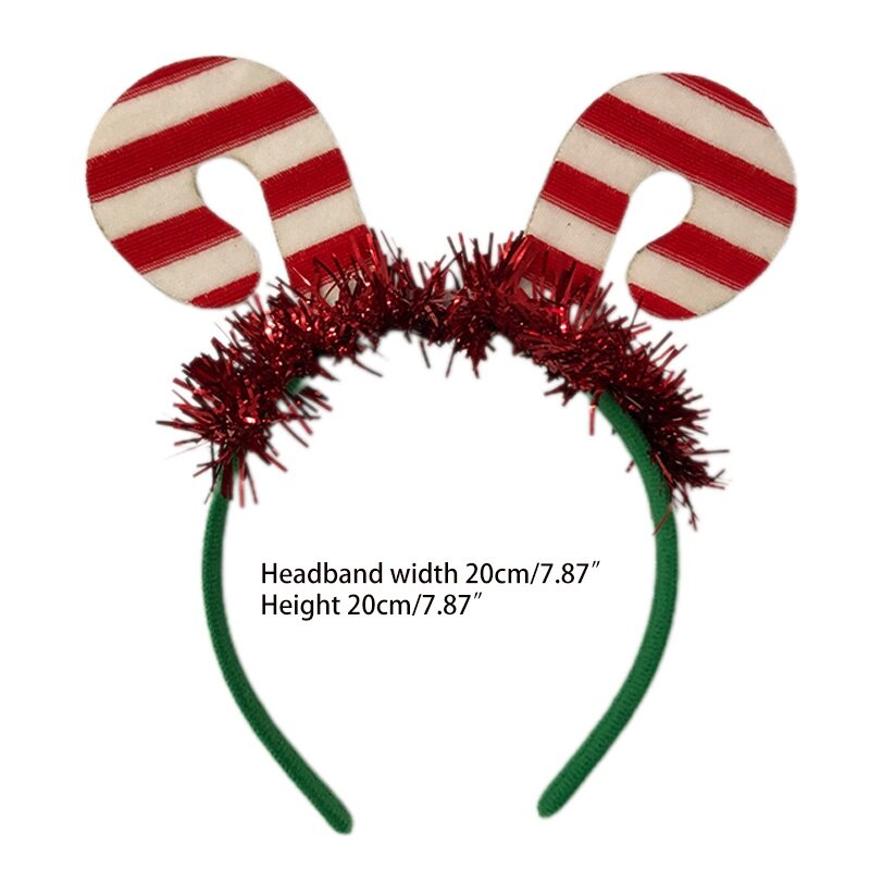 New Year Glitter Tinsel Headband Xmas Candy Cane Hairband Christmas Party