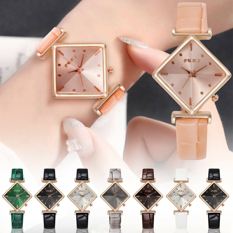 Relógio de quartzo de couro requintado para senhoras, diamante, retro, elegante, casual, relógio, Zegarki Damskie