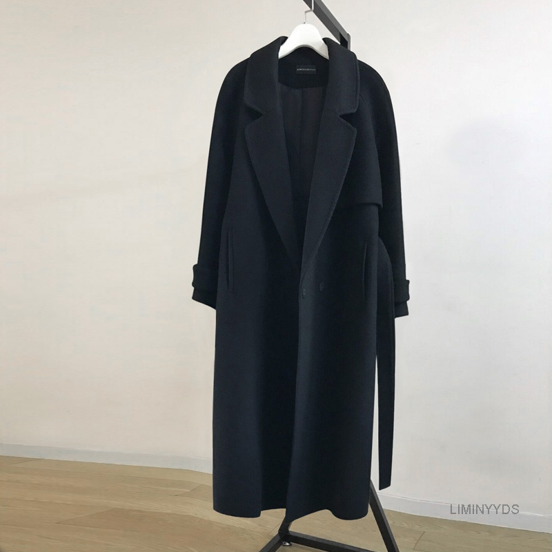 Primavera feminino lã mistura trench coat elegante outerwear casual solto cardigan feminino cashmere casaco versão coreana