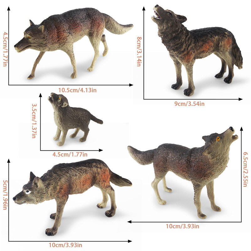 5pcs Wolf Toy Figurines Relistic Educational Toy for Kids Children Boys Girls