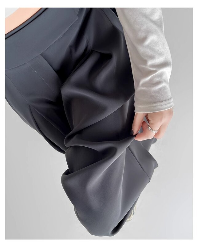 Celana lurus wanita pinggang tinggi, pakaian jalanan celana panjang lurus kasual Mode Korea kaki lebar Y2K 2024