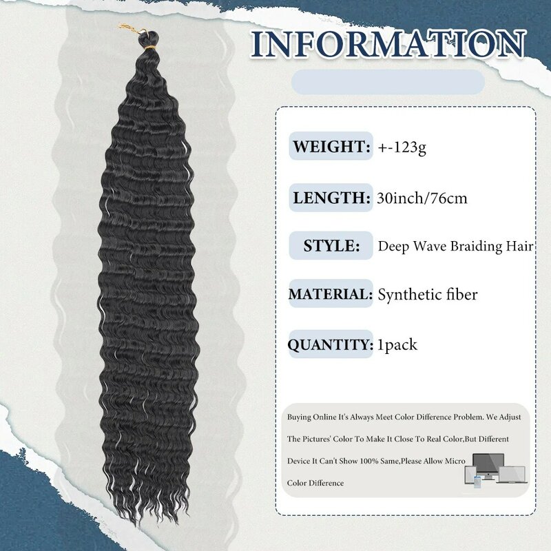 Ocean Wave Braiding Hair Extensions Long Deep Curly Wave Braid Hair 30 Inch Synthetic Twist Ripple Crochet Deep Wave Braids Hair