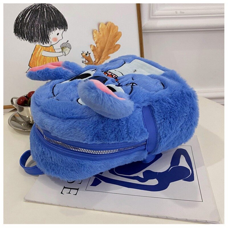 Disney Stitch-Mini mochila de felpa con dibujos animados para mujer, Bolsa Escolar de gran capacidad, bonita, a la moda, 3D, de alta calidad