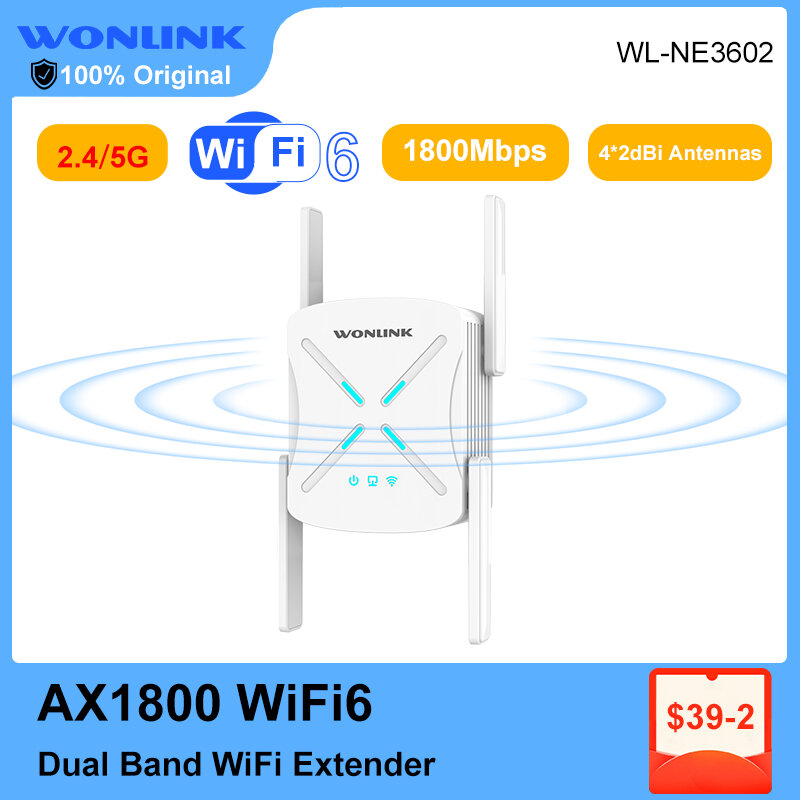 Repetidor WiFi6 AX1800, enrutador wifi de doble banda, 2,4G/5G, 802.11AX, Gigabit, extensor de señal de largo alcance, antena potenciadora de expansión
