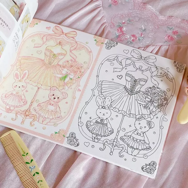 1 Volume Full of Art Book Girl Magic Fantasy Coloring Calligraphy Book Decompression Book Cute Soft Girl Send Colored Pencils