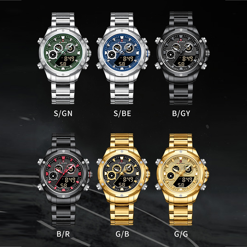 Oryginalny zegarki luksusowe marki NAVIFORCE dla mężczyzn moda Quartz cyfrowy zegarek pasek stalowy wojskowy sportowy wodoodporny zegar