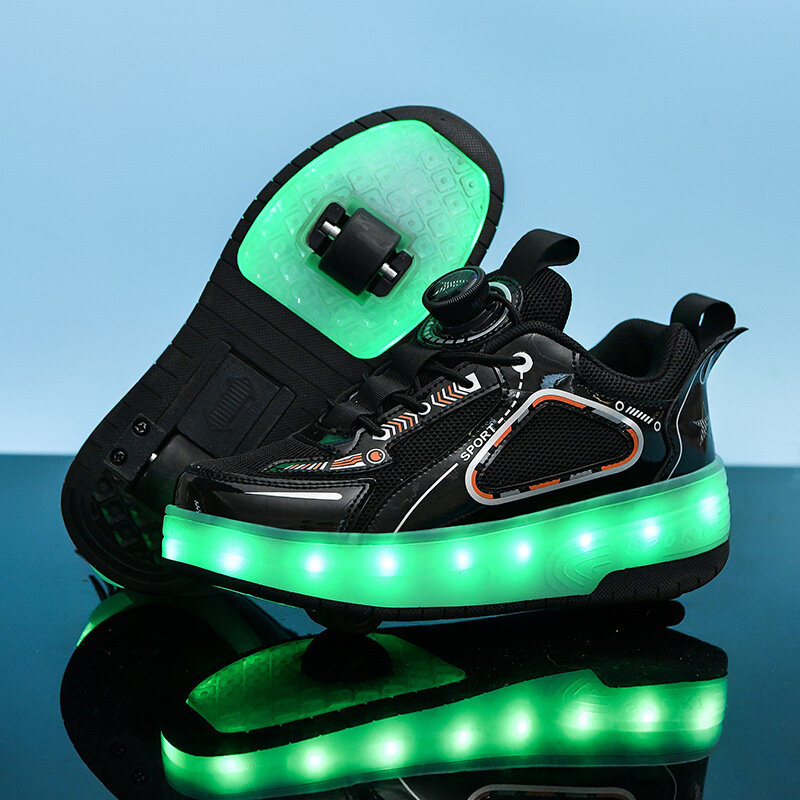 Взрослые спортивные коньки светящиеся туфли для отдыха на открытом воздухе 2-колесные детские коньки Мужская и женская обувь для пар