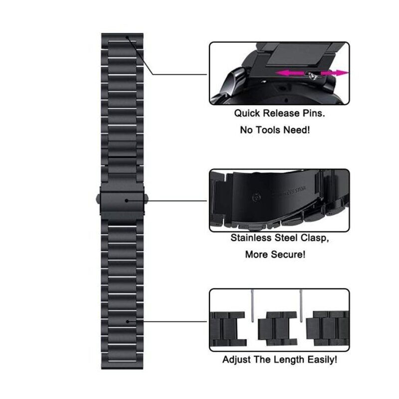 Correa de Metal para Amazfit GTR, pulsera de acero inoxidable de 47mm y 42mm para Xiaomi Huami Amazfit GTR 2/3
